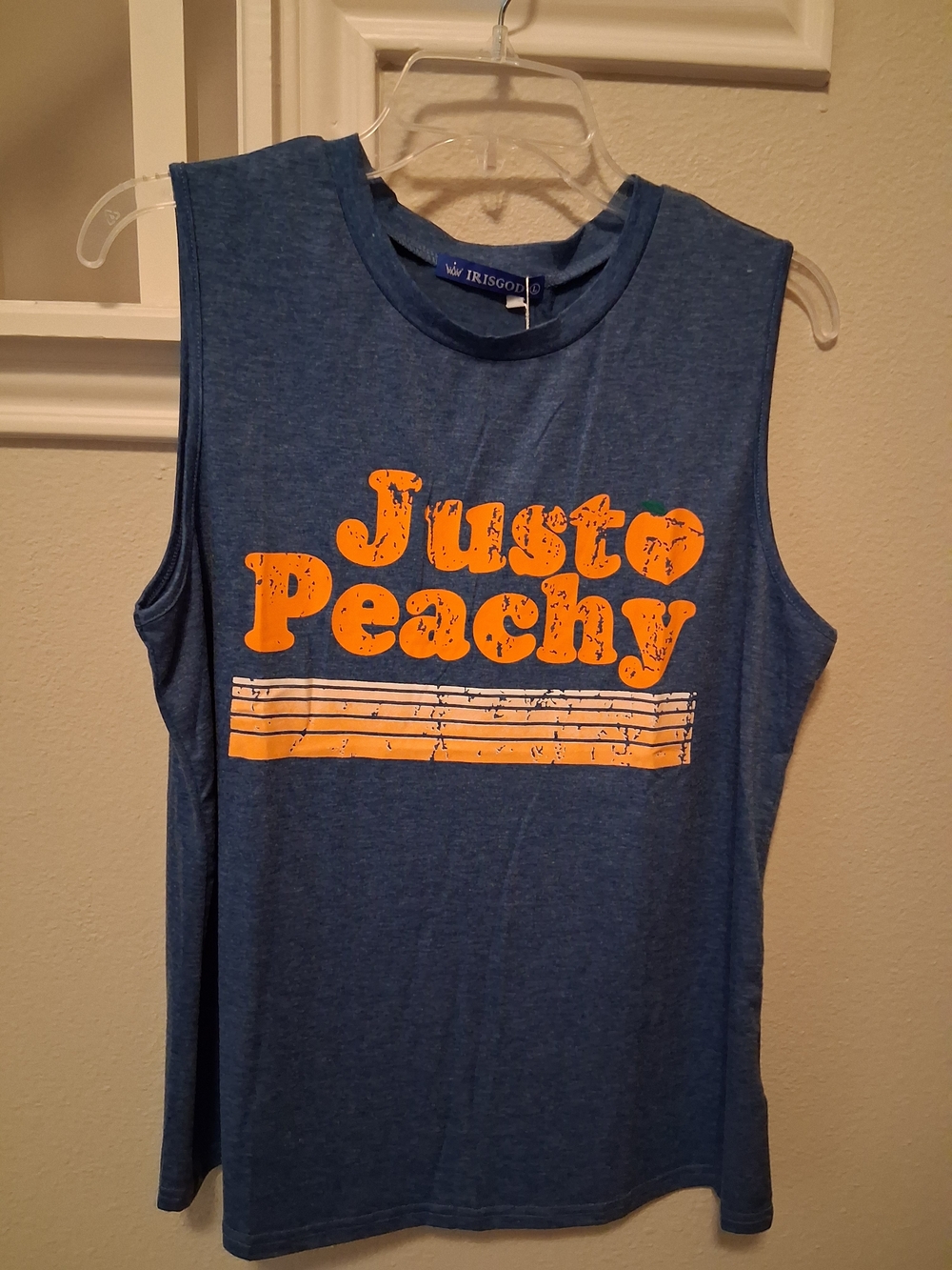 Just Peachy Blue Graphic Muscle Tee